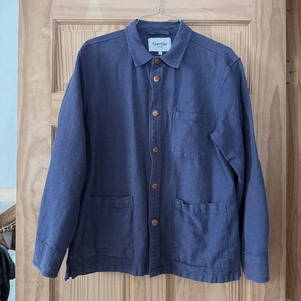 Corridor Overshirt Cotton Linen Navy Blue Size L